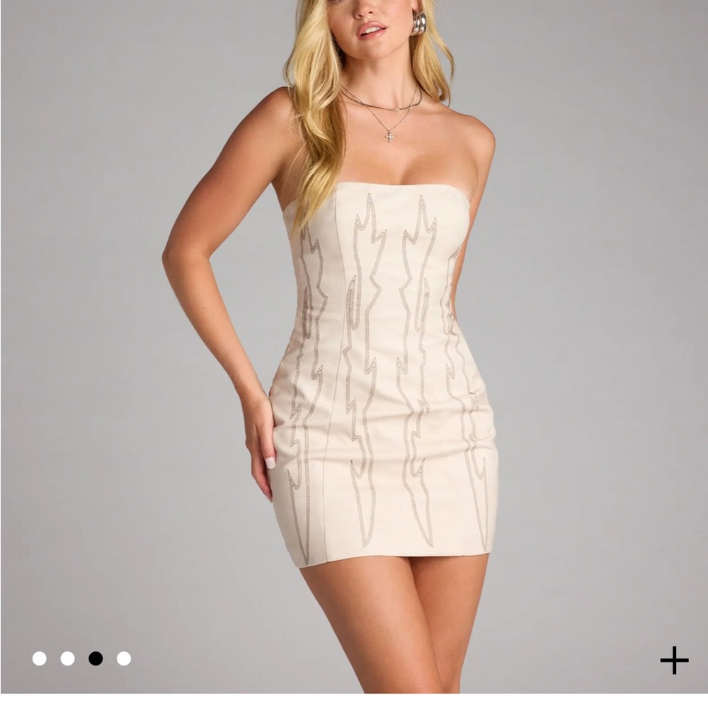 Windsor Strapless Cream Mini Dress